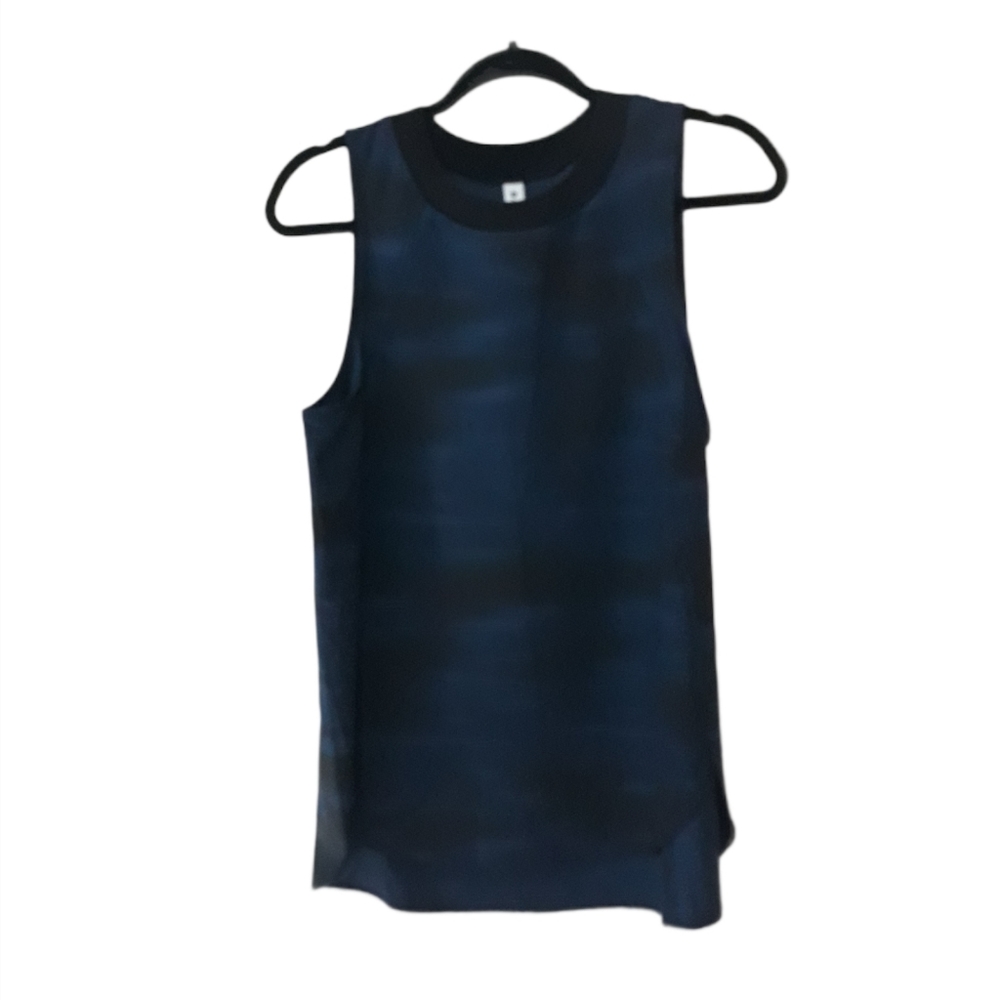 Athleta Zephyr Print Blue & Black sleeveless top